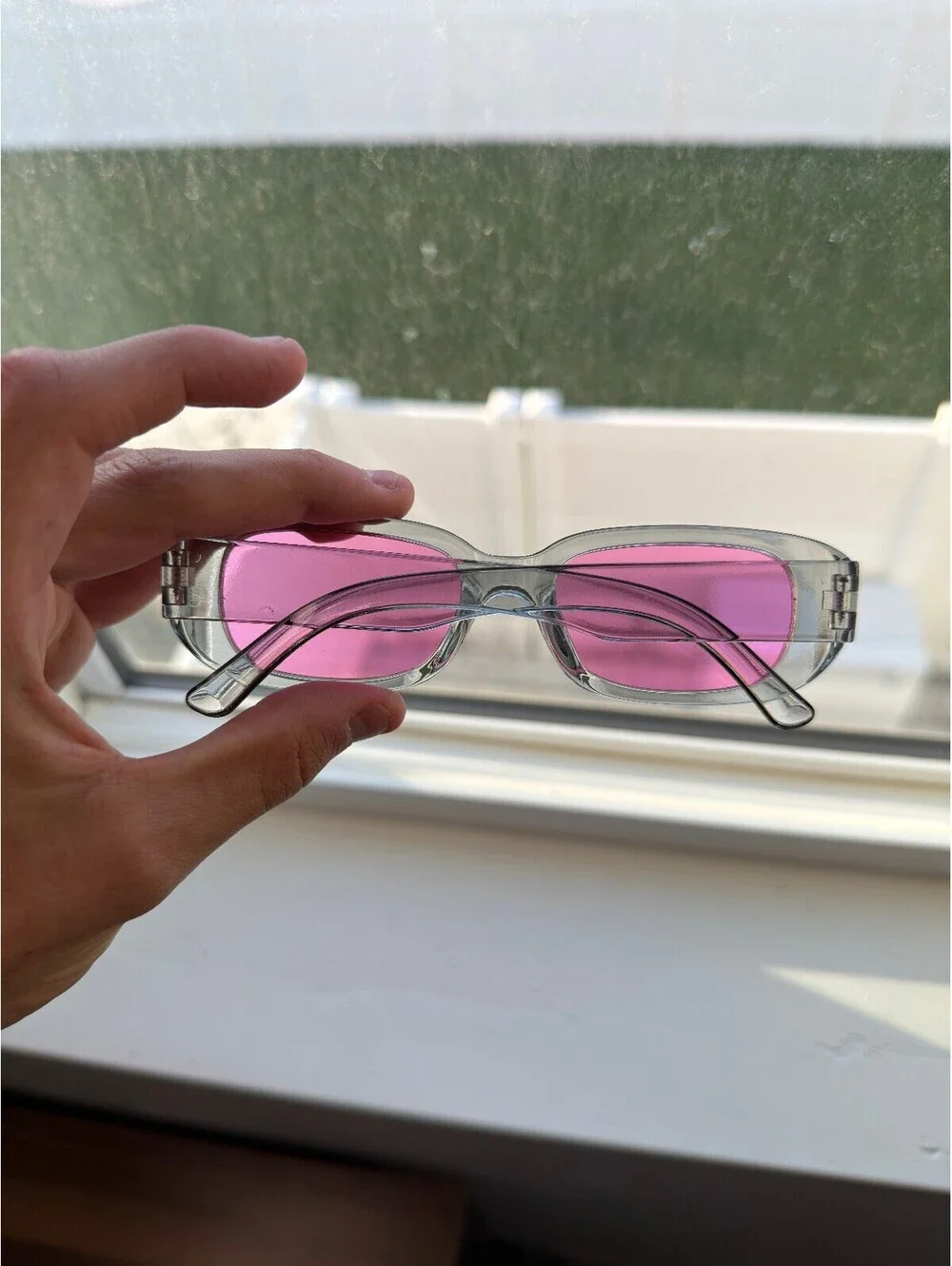 Gray Translucent Pink Sunglasses A-93